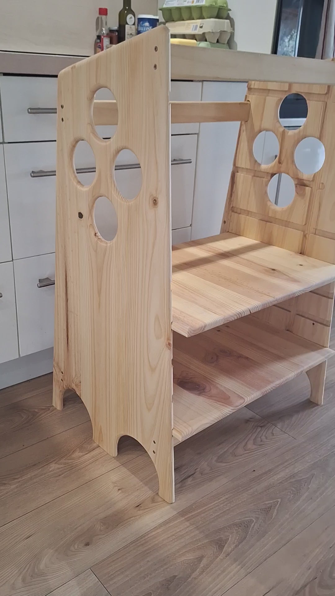 Tour d’observation Montessori pour jumeaux – modèle évolutif 5 en 1 en bois FSC, fabriqué artisanalement en France par Montessourire.