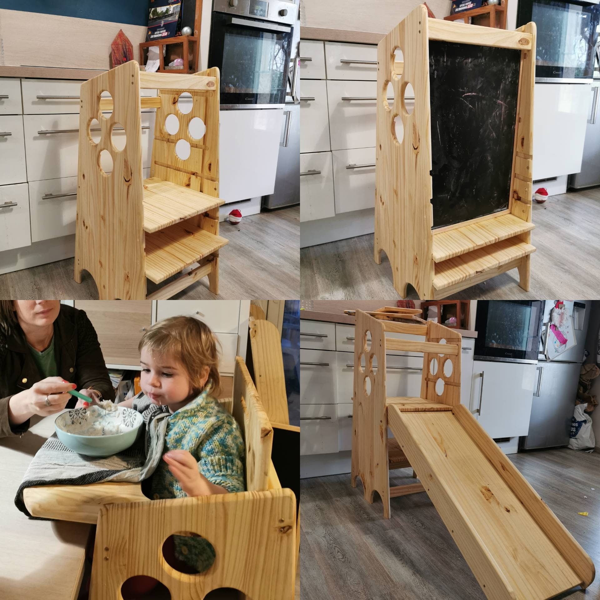 Tour Montessori avec table, Chaise de cuisine pliable pour bébé